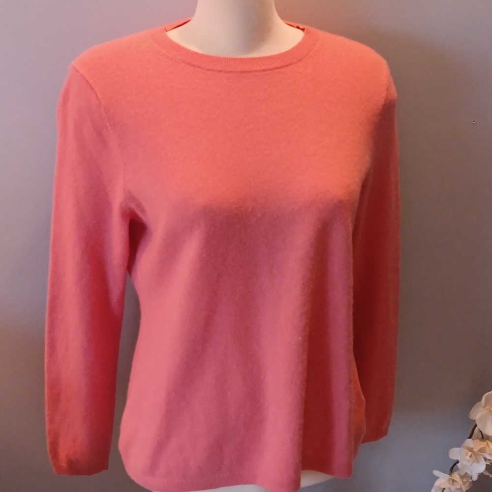 Lands End cashmere pink sweater